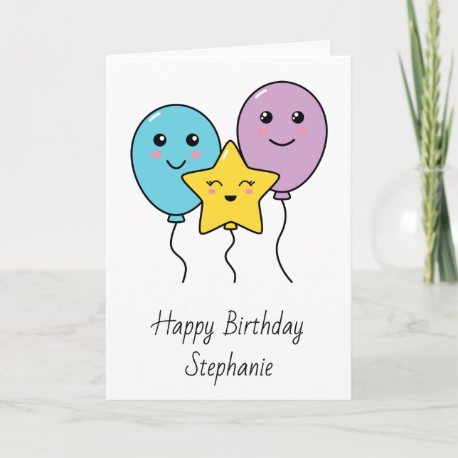 Ballons mignons Carte d'anniversaire personnalisée (Devant)