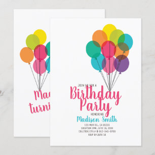 Ballons mignons et colorés Invitation d'anniversai