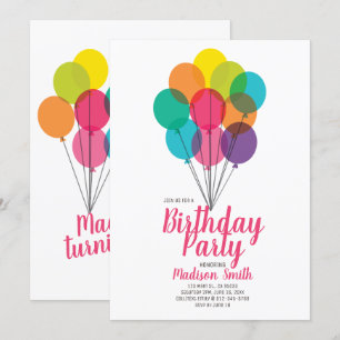 Ballons mignons et colorés Invitation d'anniversai