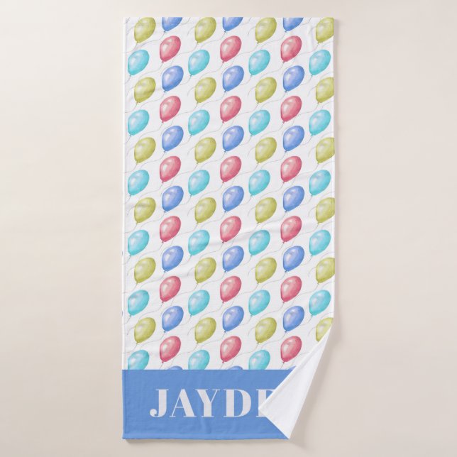Ballons mignons Monogramme Garçon Baby Nursery (Serviette de bain)