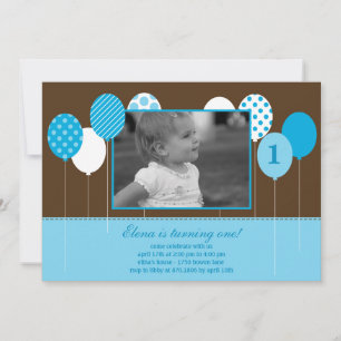Ballons modernes photo Invitation d'anniversaire -