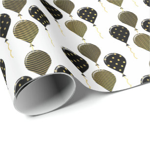 Ballons noirs et dorés Papier cadeau emballage cad