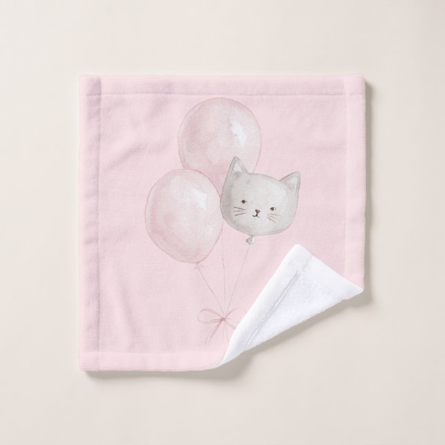 Ballons Rose Pâle Chat   (Gant de toilette)