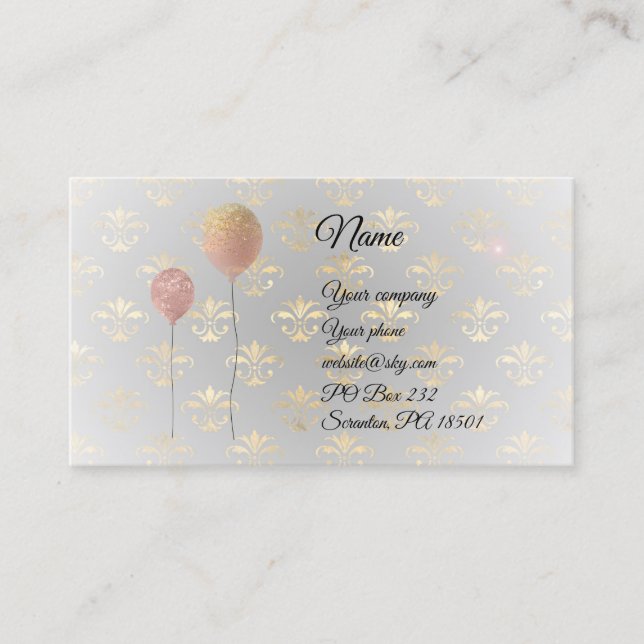 Ballons sur Carte de visite Royal Gold (Devant)