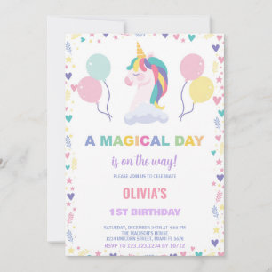 Ballons Unicorne Invitations d'anniversaire