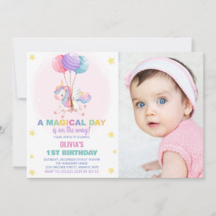 Ballons Unicorne Invitations d'anniversaire avec p