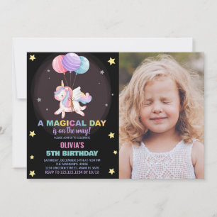 Ballons Unicorne Invitations d'anniversaire avec p