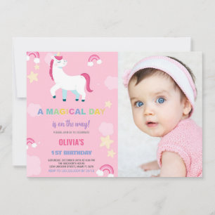 Ballons Unicorne Invitations d'anniversaire avec p