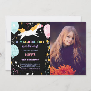 Ballons Unicorne Invitations d'anniversaire avec p