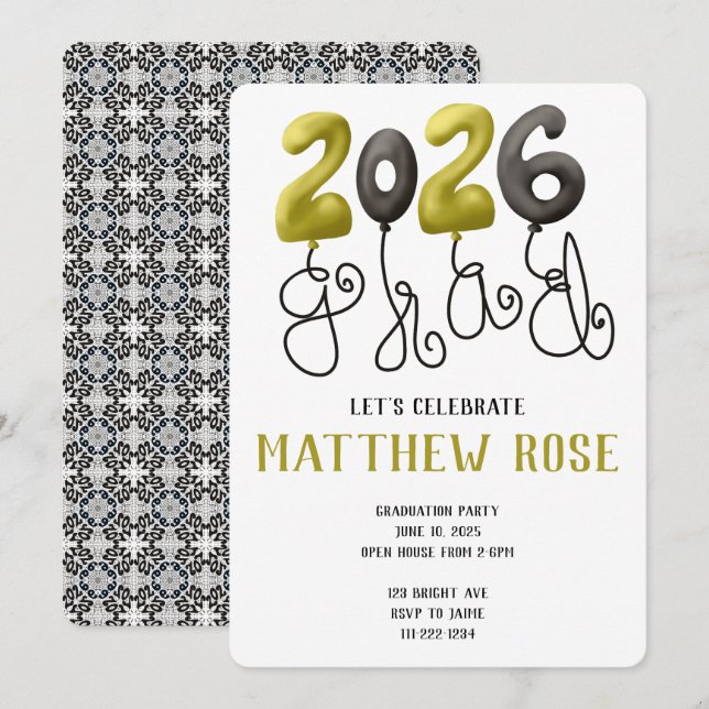Balloon 2026 Grad Invitation (Devant / Derrière)