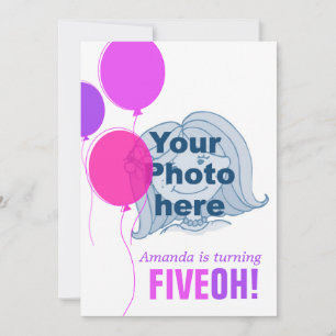Balloon 50th FIVEOH! photo birthday invite