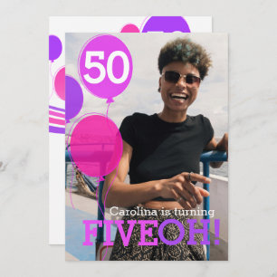 Balloon 50th FIVEOH! photo invitation d'anniversai