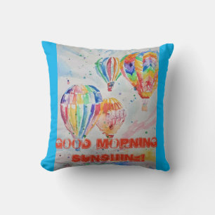 Balloon à air chaud Bon matin Coussin à soleil