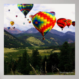 Balloon à air chaud dans les Rockies Poster