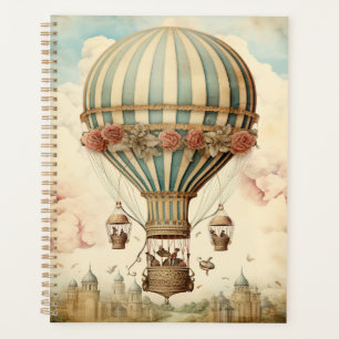 Balloon à air chaud vintage Floral Bleu