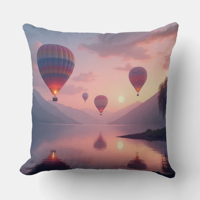 Balloon Adventure Dreams Throw Pillow (Front)