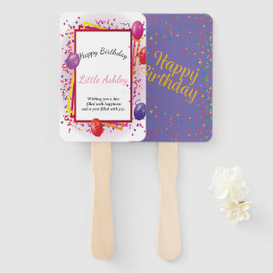 balloon and Colourful festive ribbons for birthda Hand Fan