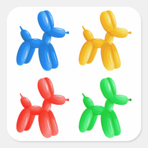 Balloon Animal Color Pattern – Kids & Clown Party  Square Sticker