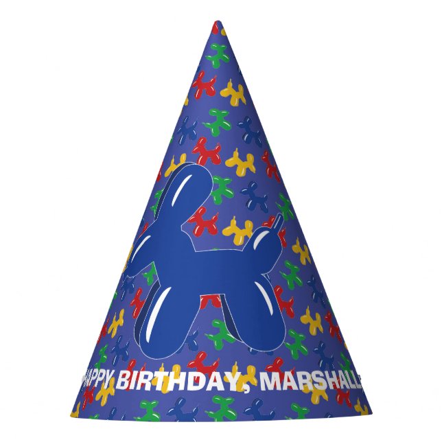 Balloon Animals Dog Sculpture Kids Birthday Party Hat (Front)