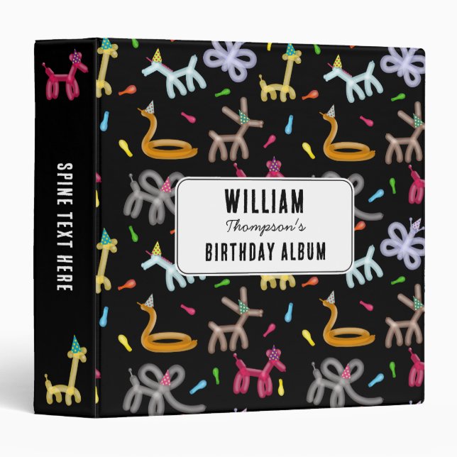 Balloon Animals Kids Party Theme Binder (Front/Spine)
