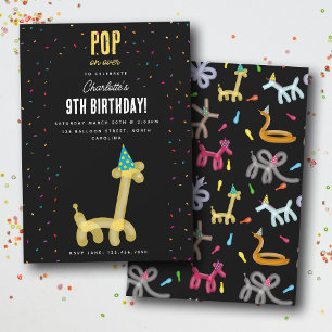 Balloon Animals Kids Party Theme Boy Girl Invitation