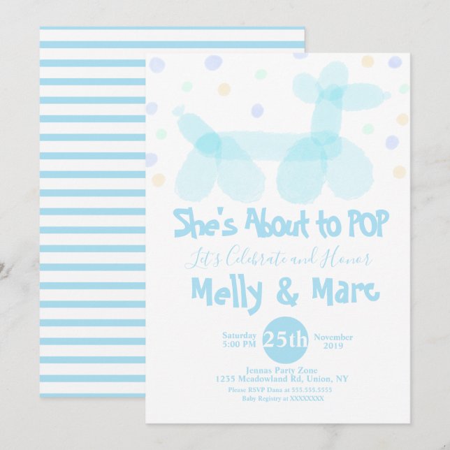 Balloon Animals Transparent Dots Invitation (Front/Back)
