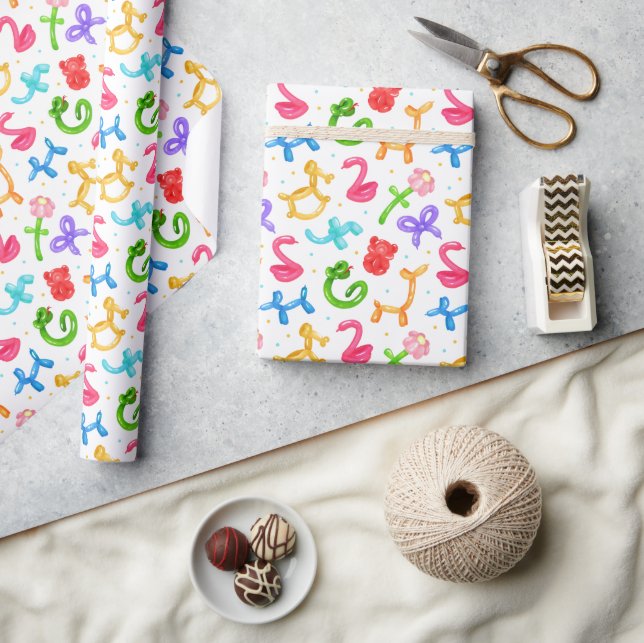 Balloon Animals Wrapping Paper, Birthday Gift Wrap (Crafts)