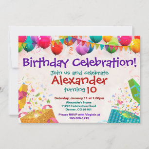 Balloon Anniversaire Invitation Carte Appartement