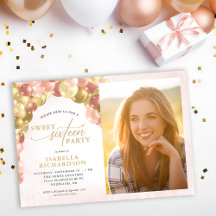 Balloon Arch Pink & Gold Photo Sweet 16 Party