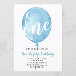 Simple Blue 1st Birthday Invitations & Invitation Templates