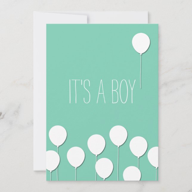 Balloon Baby Boy Invitation (Front)