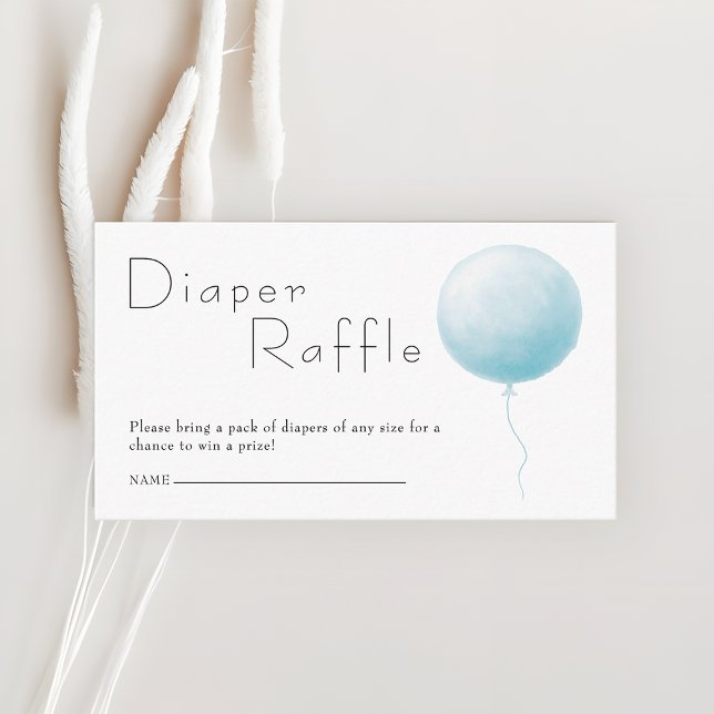 Balloon Baby Boy Shower Diaper Raffle Ticket Enclosure Card (Creator Uploaded)
