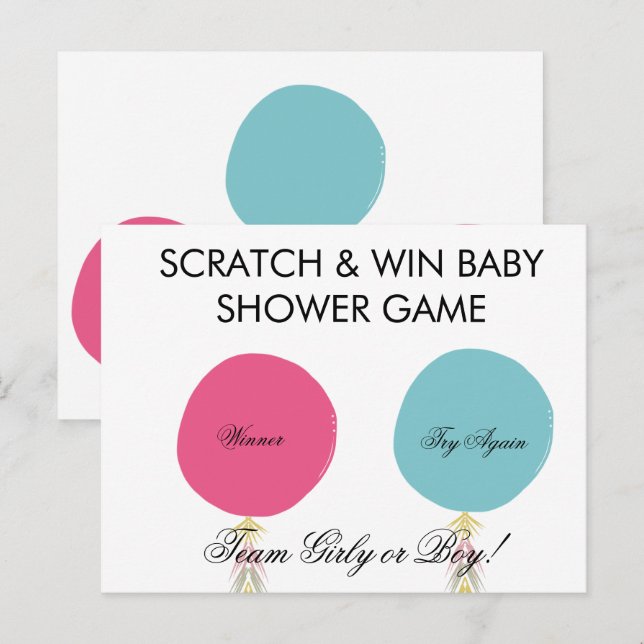 Balloon Baby Gender Reveal DIY Scratch Card (Front/Back)