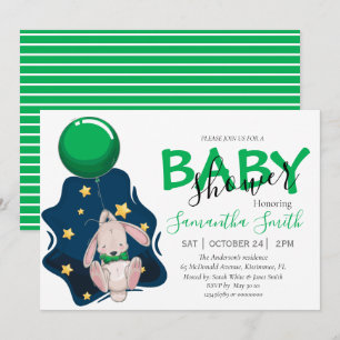 Balloon Baby Shower Rabbit Invitation