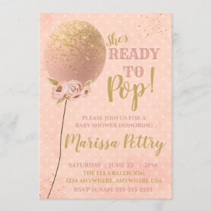 Balloon Baby shower ready to pop rose gold Invitation