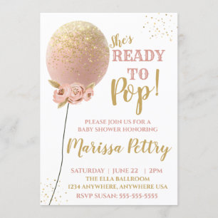 Balloon Baby shower ready to pop rose gold Invitation
