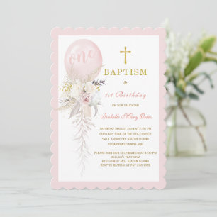 Balloon Baptism and First Birthday Invitation