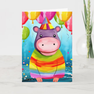 Balloon Bash Hippo : Carte Anniversaire de enfant