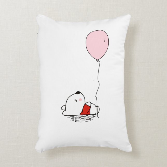 Balloon Bear Afloat Cute Accent Pillow (Front(Vertical))