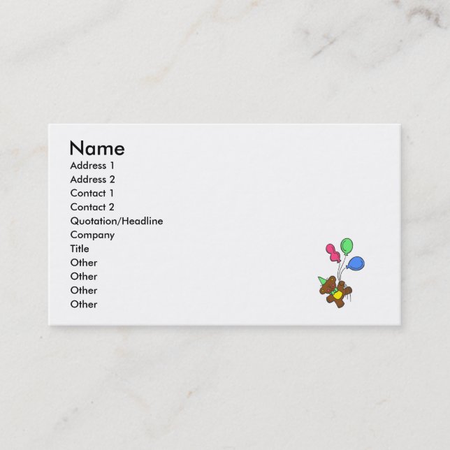 Balloon Bear Business Card (Front)
