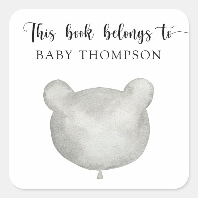 Balloon bear - this book belongs to square sticker (Front)