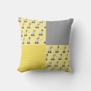 Balloon Bears Yellow and Grey Throw Pillow