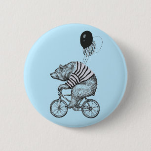 Balloon Bicycle Bear 2 Inch Round Button