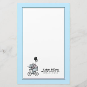 Balloon Bicycle Bear   Add Your Name Stationery