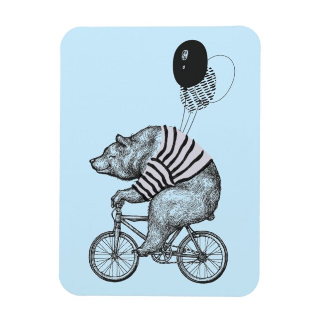 Balloon Bicycle Bear Magnet (Vertical)