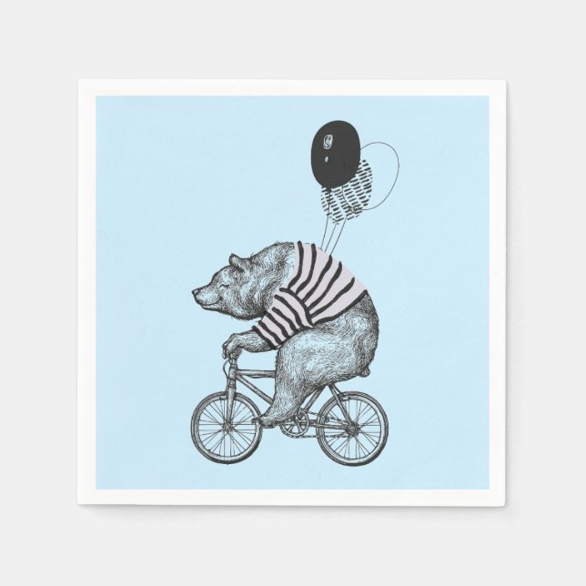 Balloon Bicycle Bear Napkin (Front)