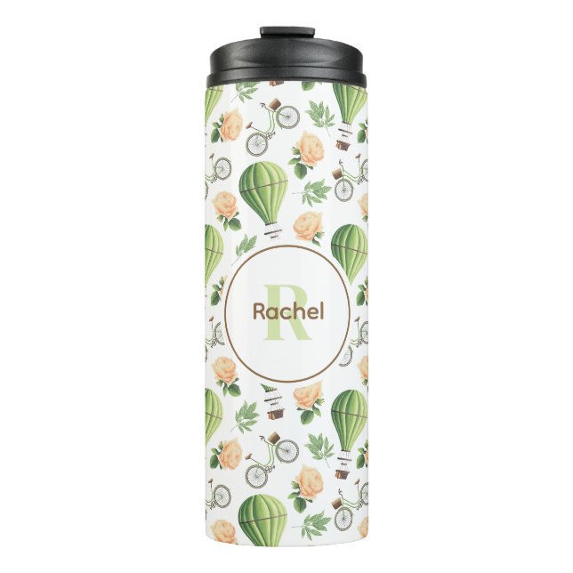 Balloon & Bicycle Girlie Pattern Personalized Thermal Tumbler (Front)