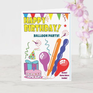 BALLOON birthday card for kids fun