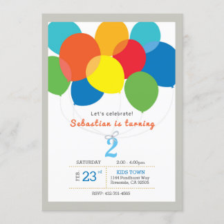 Balloon birthday invitation