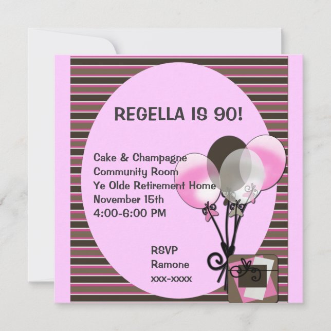 Balloon Birthday Invitation ~ Customize! (Front)